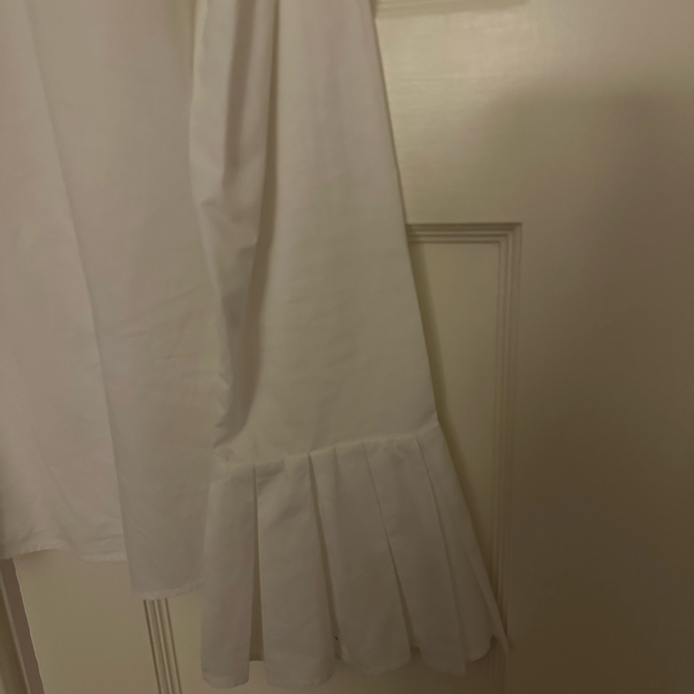 Classic White Button-Front Blouse With Pleated Cu… - image 2